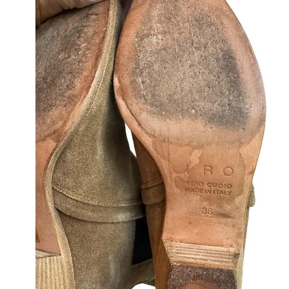 IRO Beige Suede Heeled Almond Toe Chelsea Boots, Women's Size 36